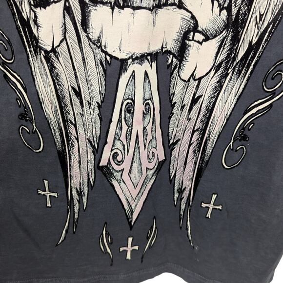 VTG Raw State Premium Gray Cross Graphic Tee Medium Distressed Gothic Edgy Style - Picture 7 of 7